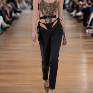 Y/Project Gray Lace-Up Thong-Cut Jeans Stretch Size 25